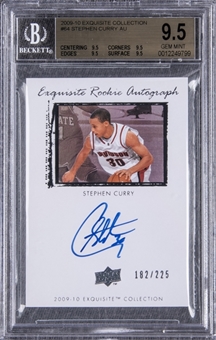 2009/10 UD "Exquisite Collection" #64 Stephen Curry Signed Rookie Card (#182/225) – BGS GEM MT 9.5/BGS 10